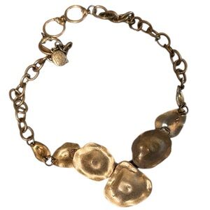 Vintage Jones New York Boho Gold Textured Chunky Bib Necklace